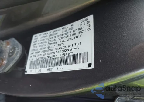 2007 Acura Rdx из США, поврежденный, VIN 5J8TB18247A024617